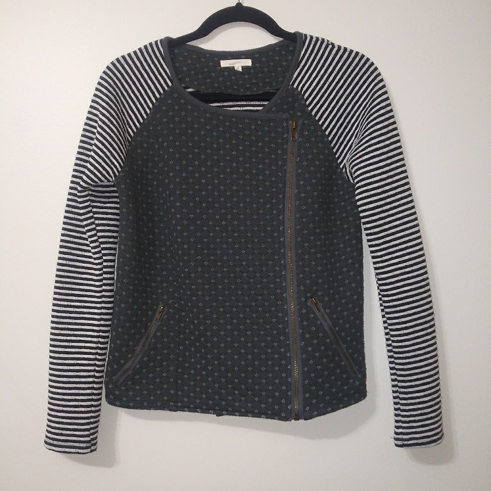 🍒 Mystree heart & stripe sweatshirt/moto jacket